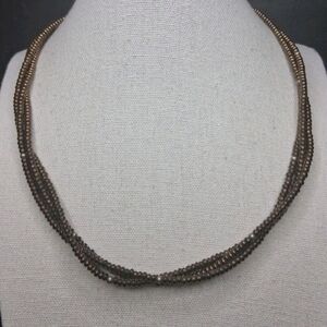 Silpada Triple-Strand Bronze Glass & 925 Sterling Silver Bead Necklace N1591